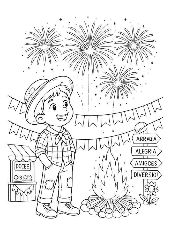 desenho de caipira menino para colorir e imprimir para imprimir e colorir - imagem 2